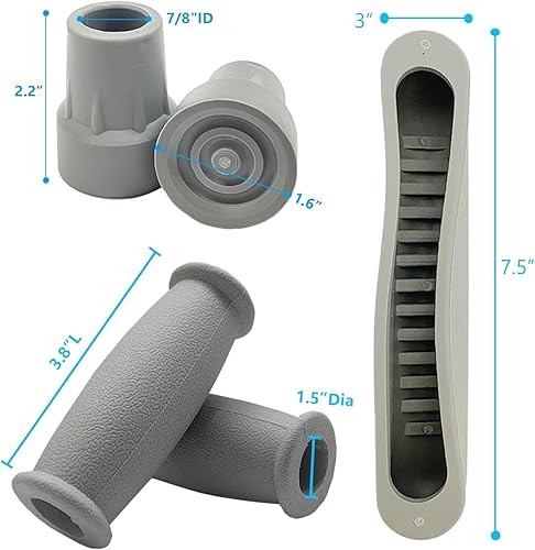 Miniatura 8 de Kit de reemplazo de accesorios para muletas, incluye agarre de muleta, almohadilla para muletas para axilas y puntas de pies para personas con