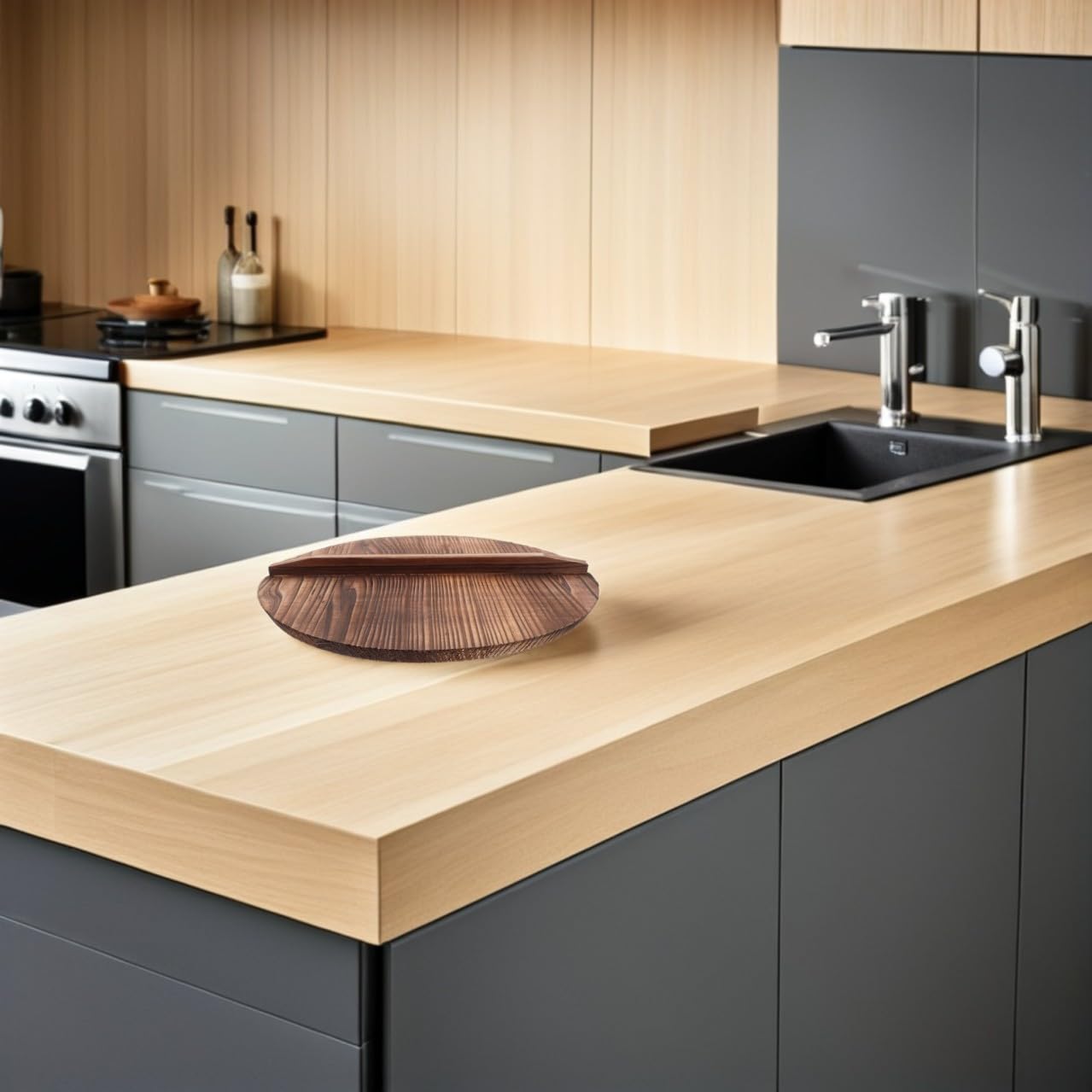 Coperchio in Legno Sintetico Marrone per Pentola Vintage, Resistente a Sbalzi Termici, per Trattenere Vapore in Cucina