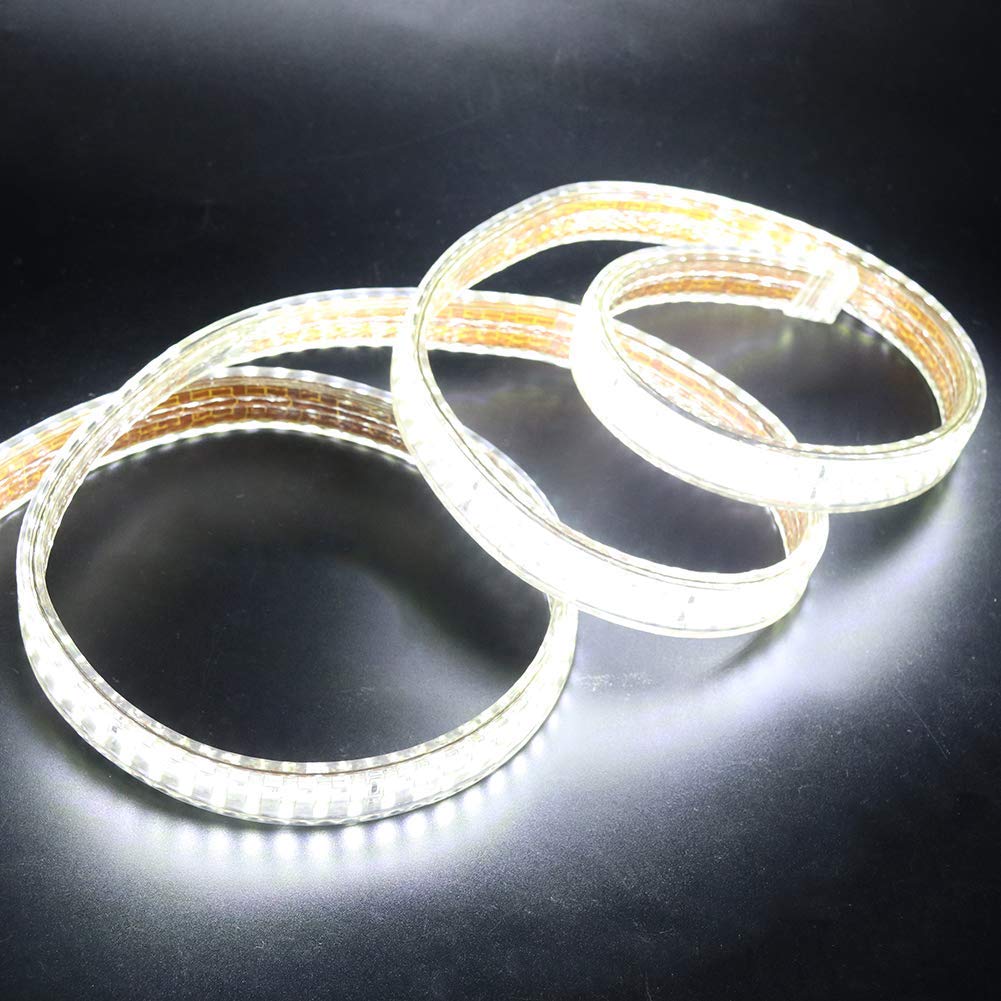 XUNATA Super Luminoso Striscia LED con Interruttore, 220V SMD 2835 276 LEDs/m, IP65 Impermeabile, Flessibile Striscia a LED per Scaletta Tetto Cavi da Cucina Decorazione- 12m, Bianco