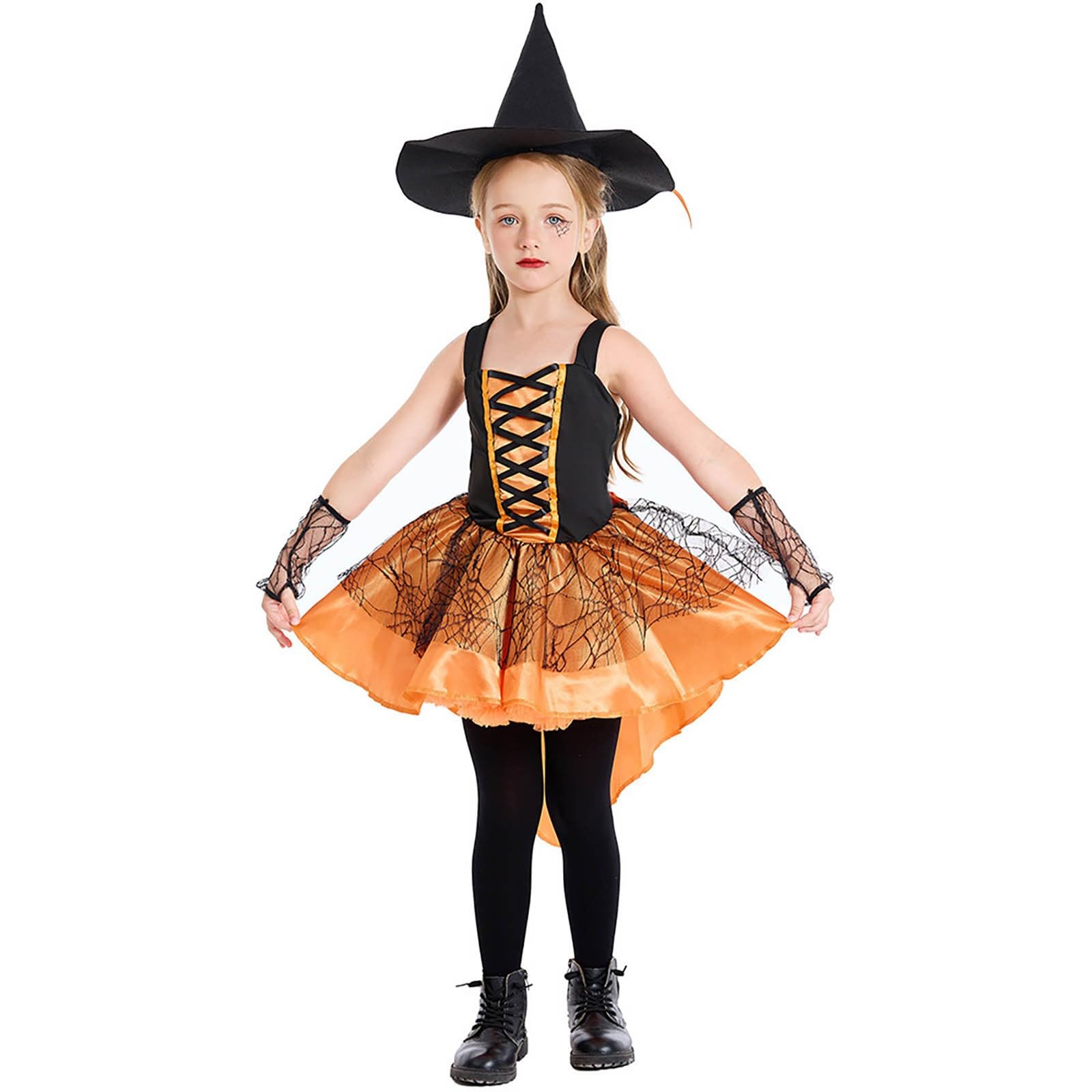 Halloween Hexenkostüm Kinder Kinder Halloween Kostüm Mädchen Hexenkleid Mit Hut Set Mit Hut Besen Rock Und Umhang Mädchen Partykleid Für Faschingskostüme Karneval Kostüm Hexen Zubehör