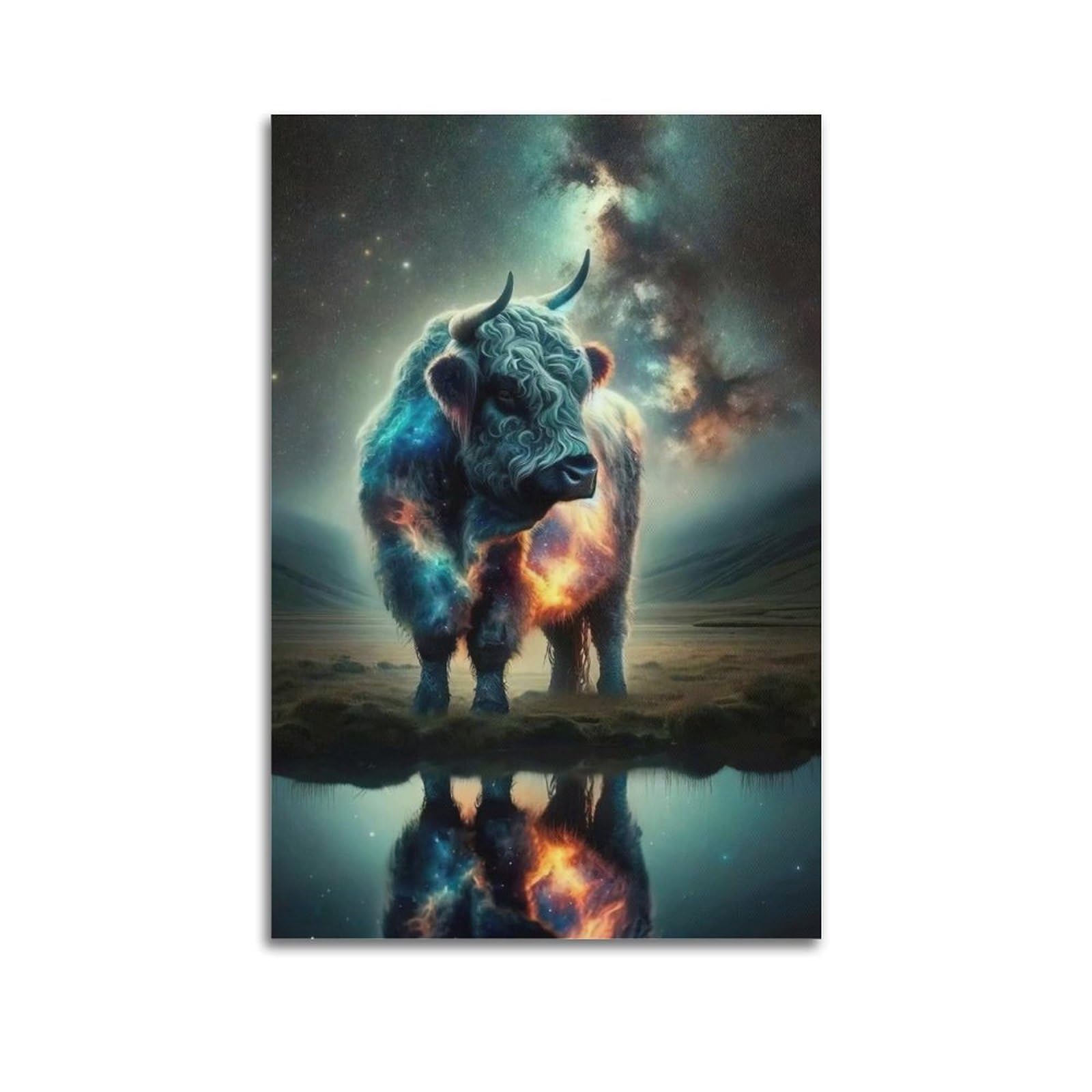 ZSZWHJ Animal Poster Cattle on The Prairie Artwork Poster Decorative Painting Canvas Wall Posters And Art Picture Print Modern Family Bedroom Decor Posters 24x36inch(60x90cm)
