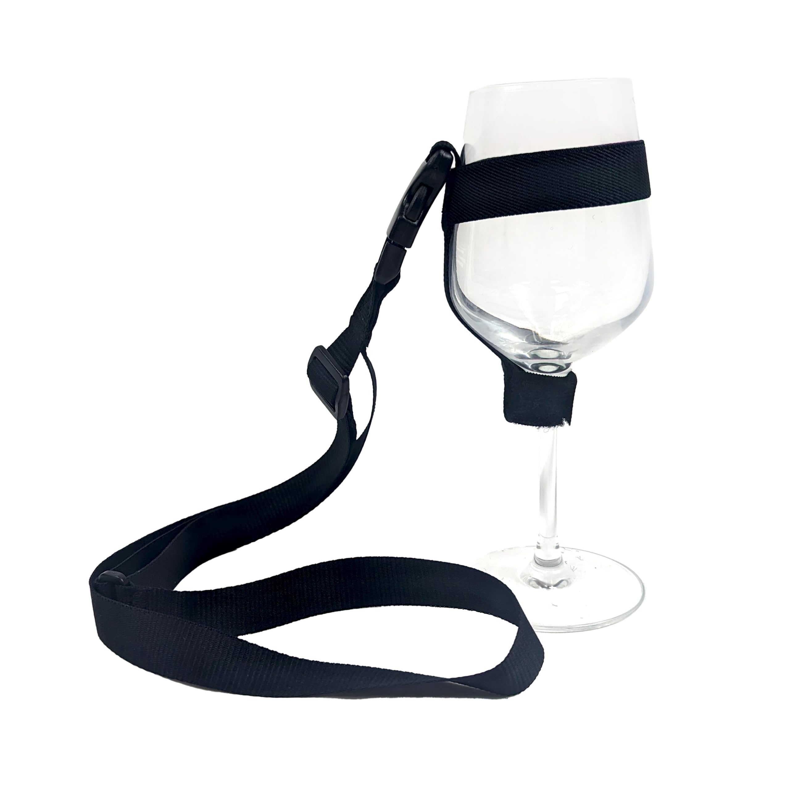 Photo 1 of SUITUA Iso Wine Tasting Glasses Necklace Holder Lanyard Strap Elastic Sleeve and Detachable, Tulip Champagne Snifter (Black)