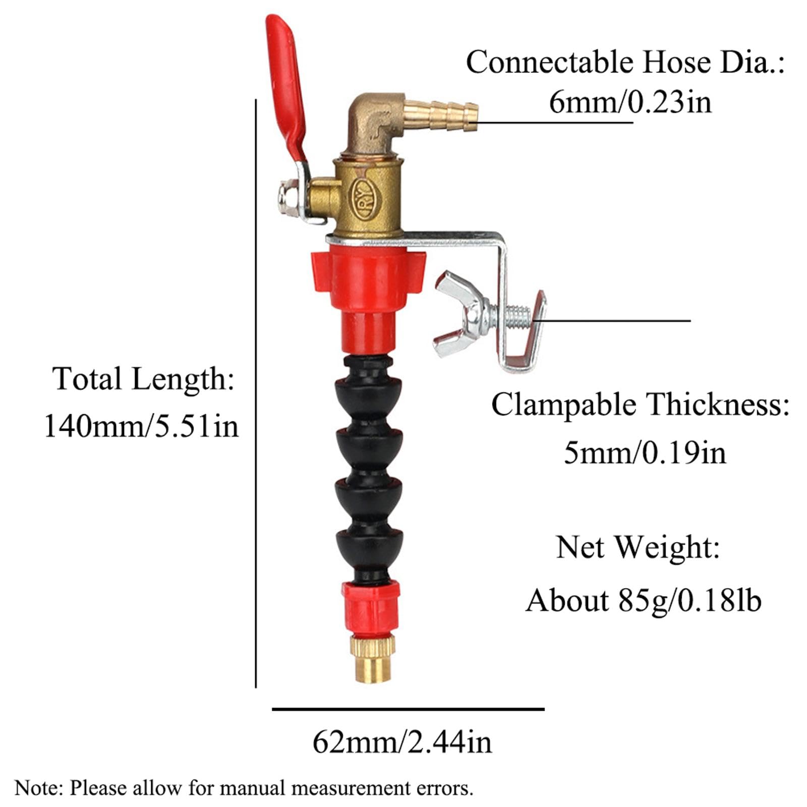 SEIWEI Dust Remover Water Sprayer for Cutting Machine, Cutting Machine Misting System Water Sprayer, Adjustable Coolant Misting Dust-Proof (Faucet + Raw Tape)