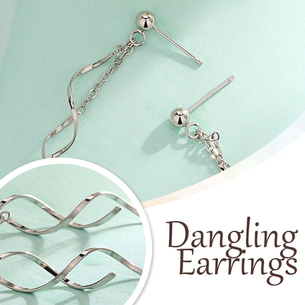 Campsis Silver Long Dangle Earrings, Spiral Drop Earrings, Tassel Earring for Women - Image 4