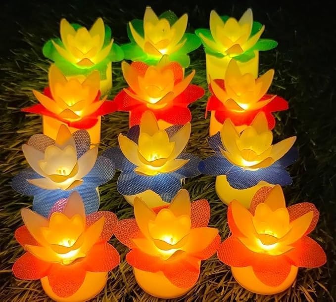 Flower Shape Led Light Candles for Diwali Christmas New Year Festival Home Decoration Designer Flower Candles for Diwali Flame & Smokless Battery Operated Decorative Diva (Set of6) (B0DHSFS6BY) Amazon Price History, Amazon Price Tracker