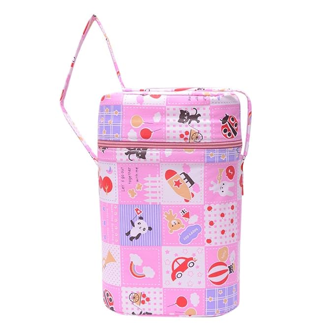 Fancy Walas Presents Portable Infant Feeding Milk Food Bottle Thermal Warmer Bag Storage Holder (Upto 240ml X2 Bottles) (Pink)