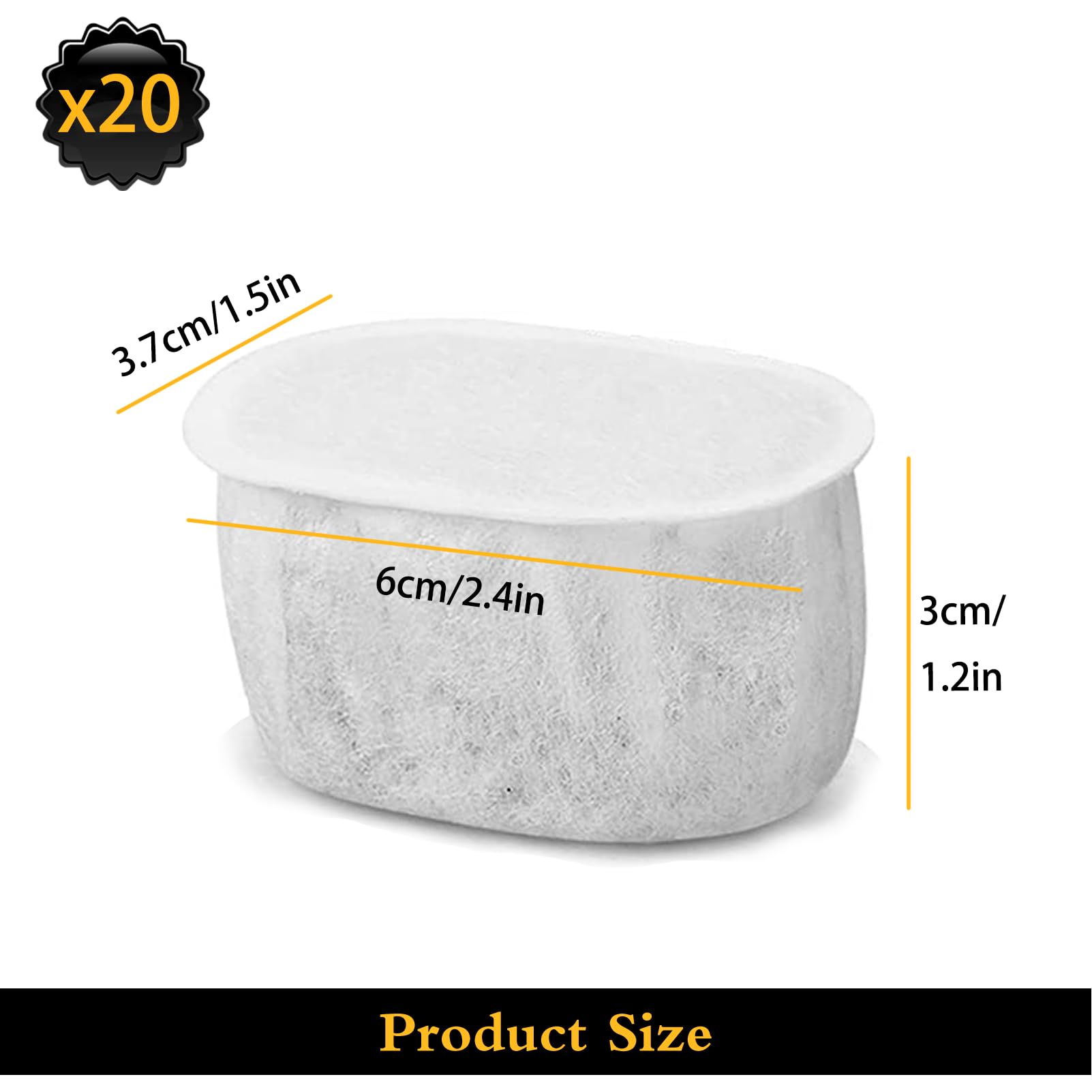 20 Pcs Replacement Filter Compatible with Cat Water Fountain W300/W500 2L Automatic Cat Fountain Water Dispenser Filter Pet Accessories - Image 2