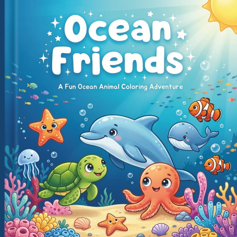 ocean friends coloring book for kids: a fun ocean animal coloring adventure