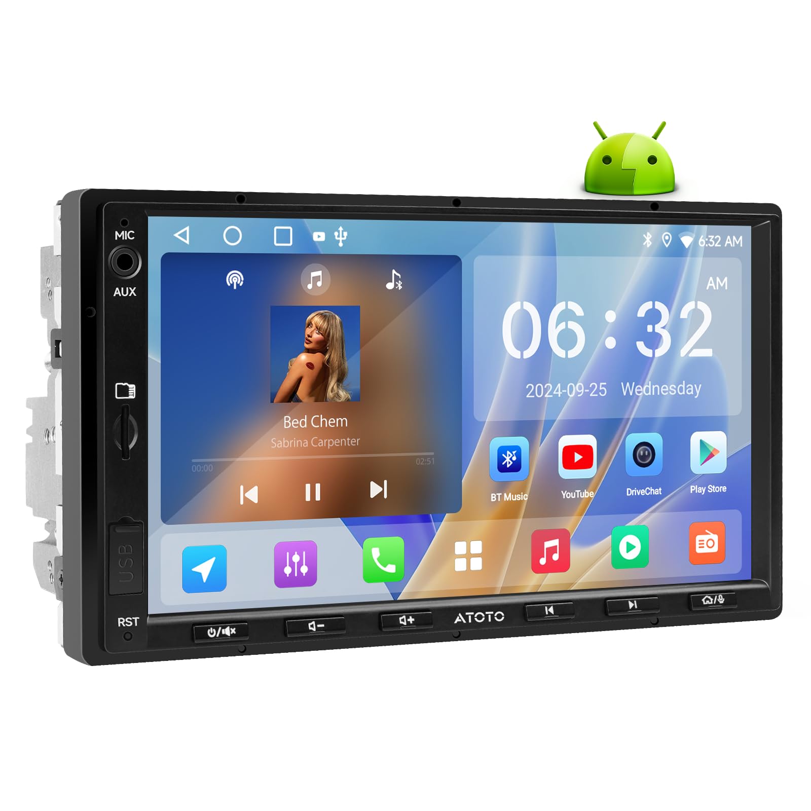 ATOTOLIFE 7inch Double din Android Car Stereo, 2G+32G in