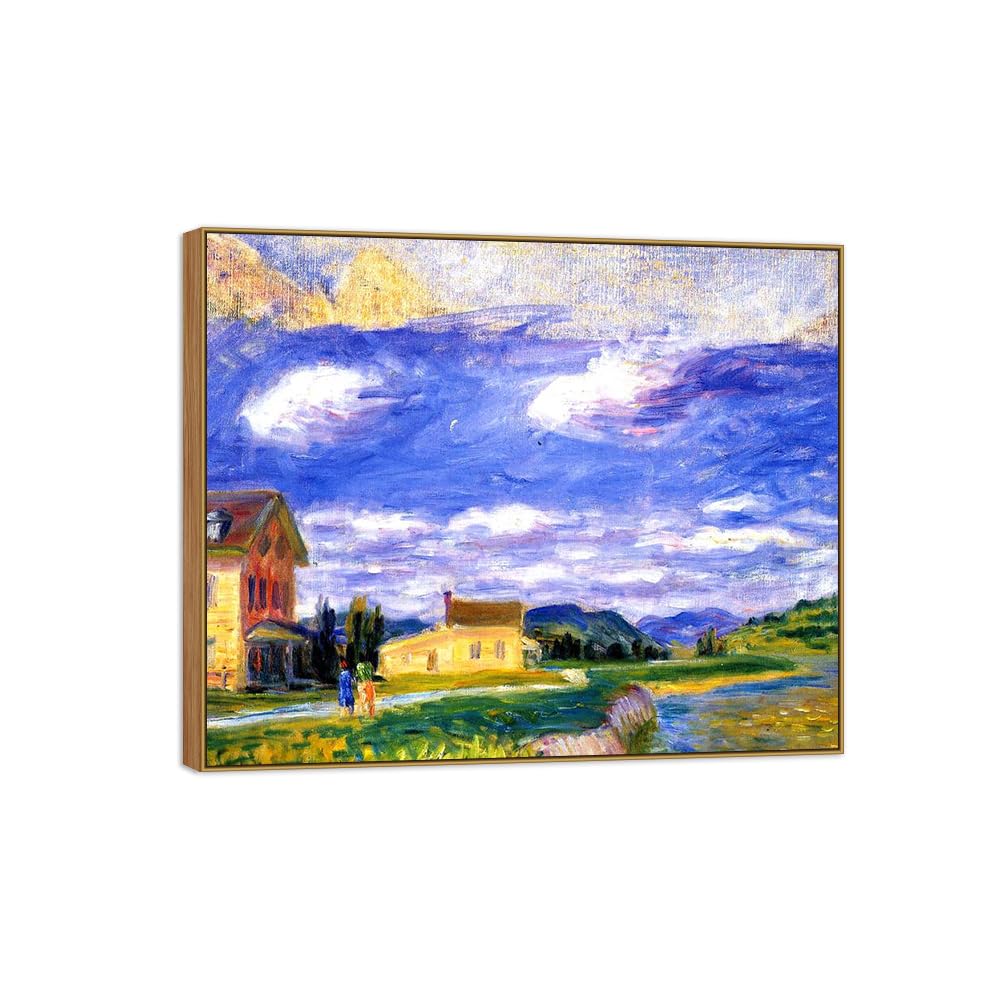 SDYSKKUG William Glackens Canvas Wall Art Prints for Living Room. Landscape 85x70cm Wood Frame