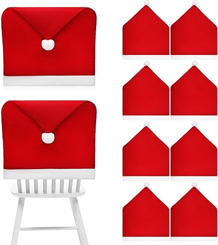 Miniatura 8 de BESPORTBLE 10 fundas navideñas para sillas de Navidad, fundas para respaldo de silla de Papá Noel, fundas para asientos de Navidad, protectores de