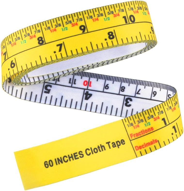 WIN TAPE Cloth Tape Measure, All Purpose 60 Inch Double Sided Fractional Inch and Decimal Engineer Scale Tape Measure 5ft 60in 152cm (White and Yellow)