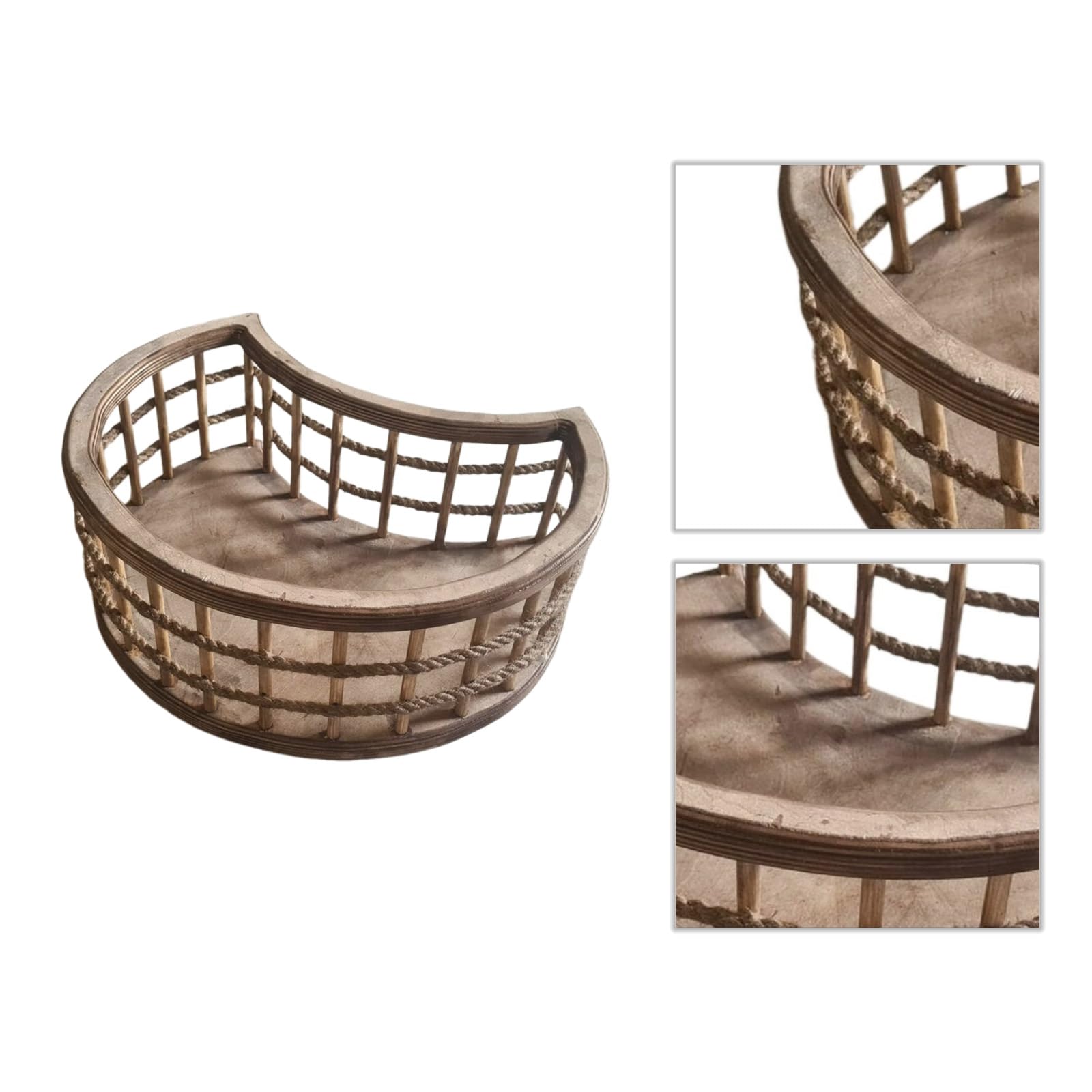 Cestino in legno retrò per fotografia infantile neonato puntelli foto letto multifunzionale fotografia sedia accessori regalo bambino ragazze ragazzo foto accessorio