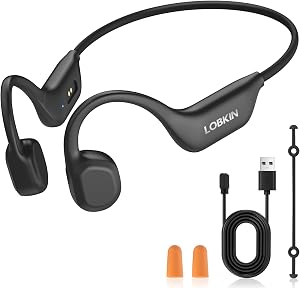 LOBKIN Bone Conduction Headphones, Open Ear Wireless Bluetooth 6.0 Running Headphones with Magnetic Charging, IPX6 Waterproof 10H Playtime, Ultra-Lightweight Sports Earbuds for Gym, Workout