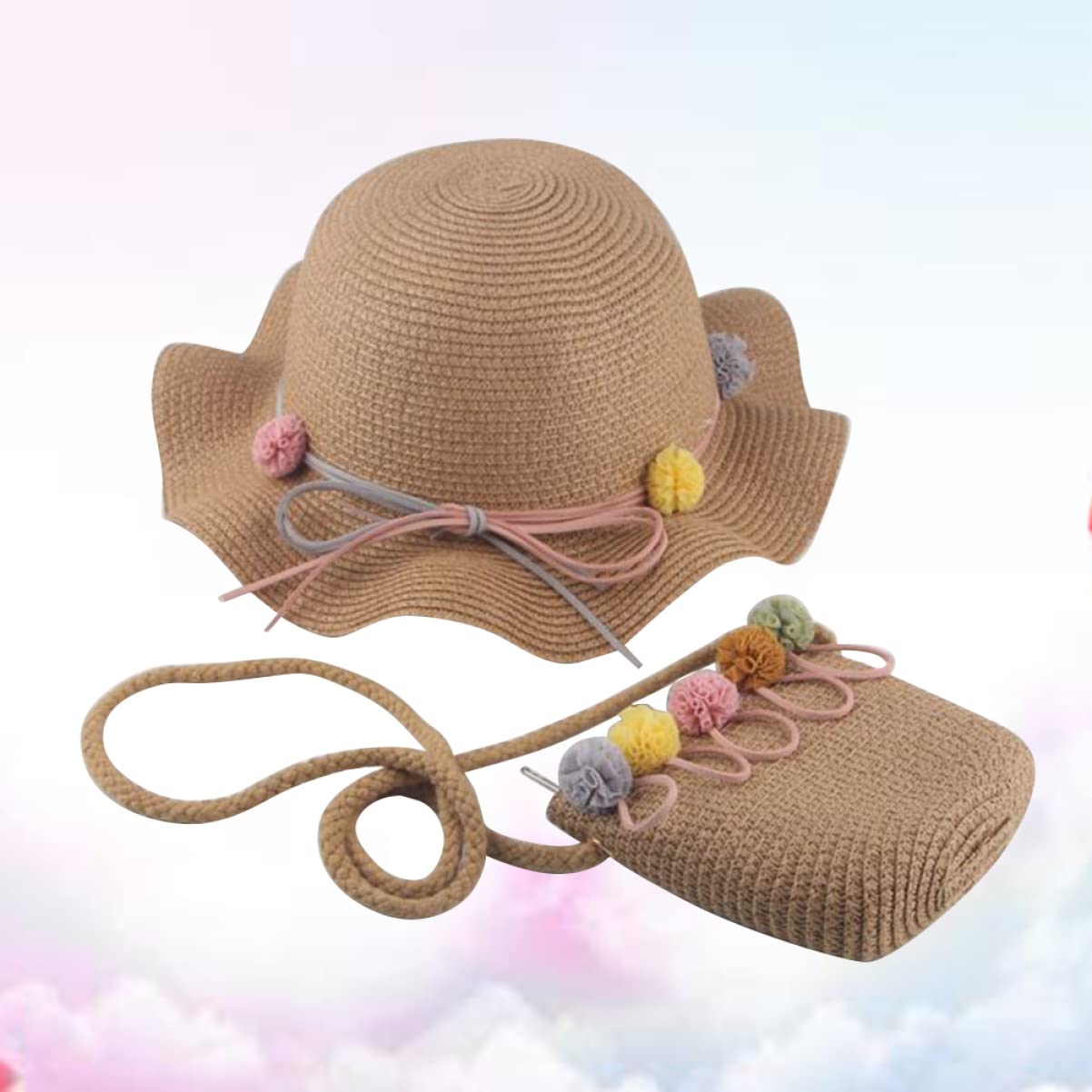 SOIMISS 2st Strandtasche Strohhandtaschen Mit Reißverschluss Rattan Geldbörse Klein Gewebte Umhängetasche Strandhut Große Krempe Sonnenhut Kleinkind Kinder Hölzern Kopfbedeckung Baby