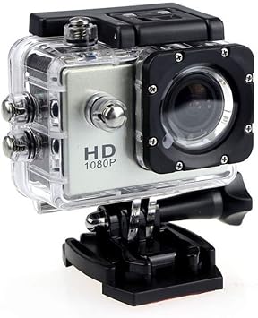 Action Camera, HD 1080P Action Camera Waterproof Camera with 2.0 Screen Underwater Cam Waterproof 30M, for Live Streaming Stabilisation,Silver