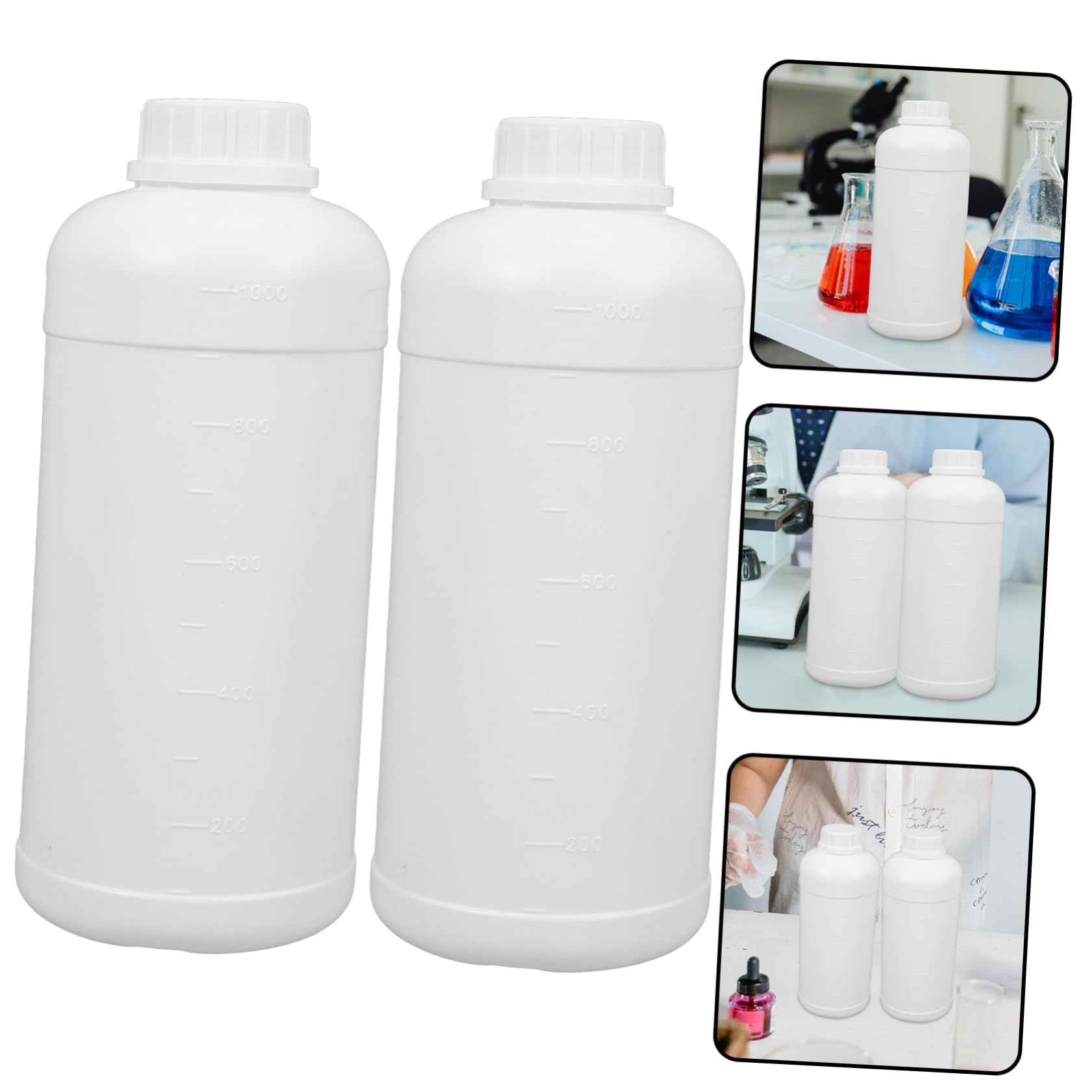GLEAVI Lot De 3 Flacons Vides De 1 L Pour Échantillons De Laboratoire Avec Bouchon Pour Un Rangement Facile Et Étanche