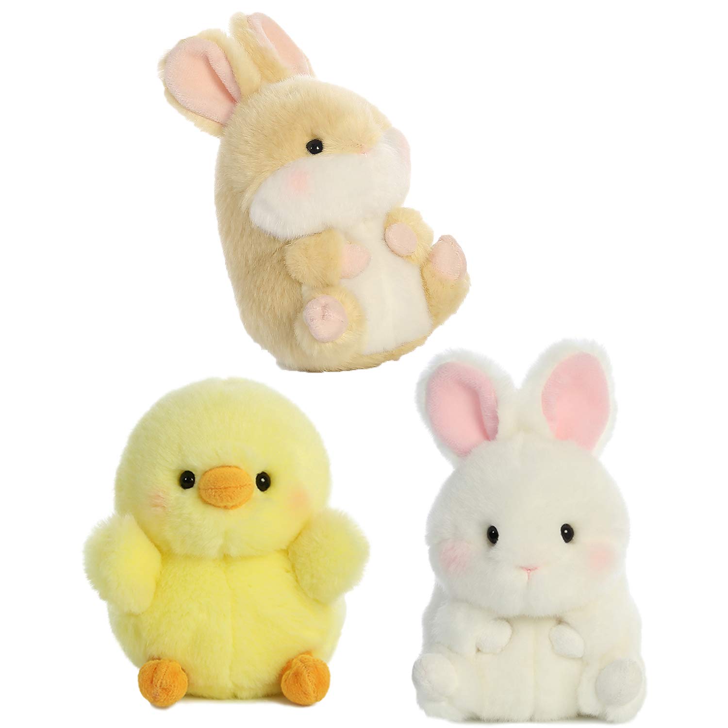 Aurora Palm Pals Easter Bundle: Cottontail Bunny, Aura Rainbow Chick, Wysteria Purple Bunny, and Peyton Pink Chick