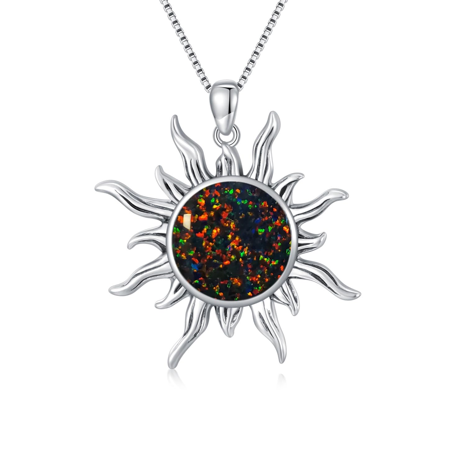 DOLIOXSun Turquoise Pendant Necklace, 925 Sterling Silver Genuine Gemstones Western Jewelry Gift for Women