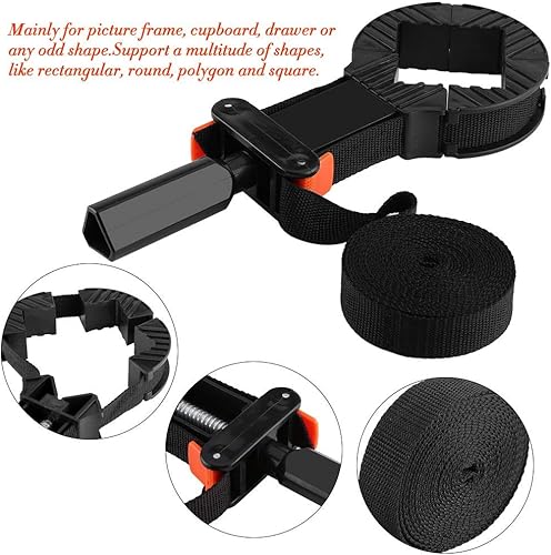 Miniatura 3 de Abrazaderas largas para pegar sillas E11 Abrazadera de cinturón dentada Abrazadera de esquina ajustable multifunción con 4 mordazas abrazadera de