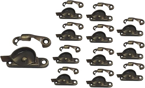 Miniatura 22 de QCAA Cerradura de hoja de ventana de fundición de zinc, (paquete de 2, latón antiguo cepillado)