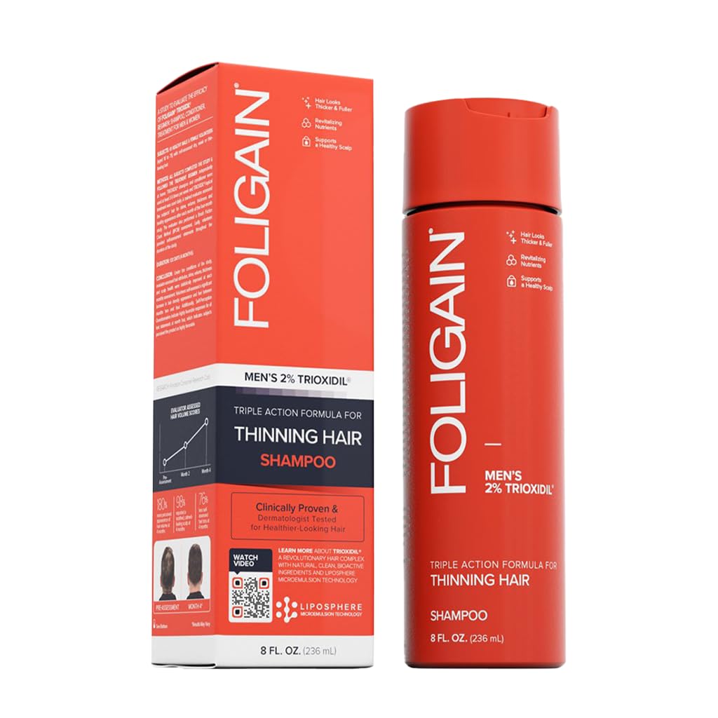 FOLIGAIN HAIR REGROWTH SHAMPOO For Men with 2% Trioxidil  Revolutionary anti-thinning treatment for men proven to nourish the scalp block DHT and promote healthier thicker hair! 8oz 236ml