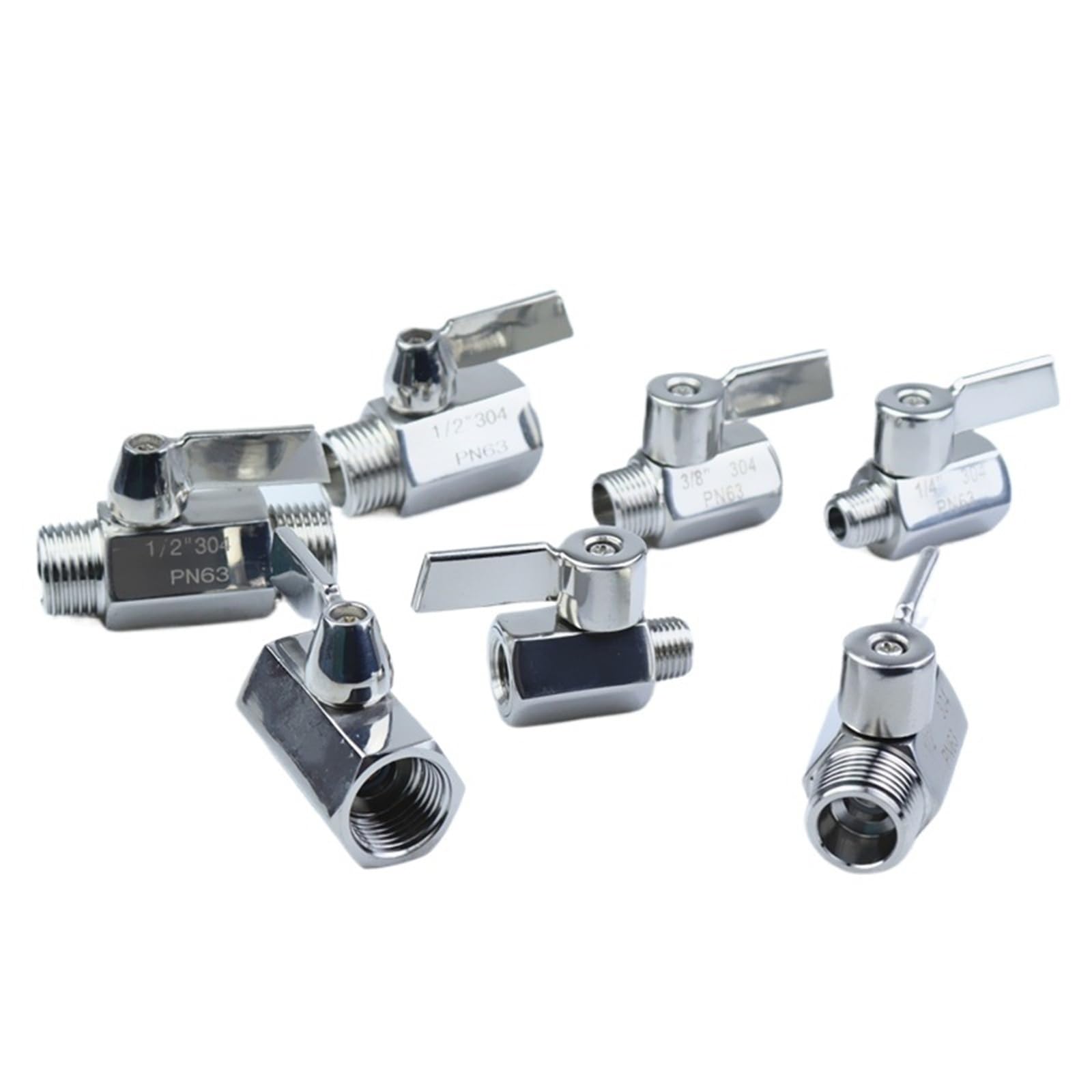 Mini válvula de bola 2 vías acero inoxidable SS304