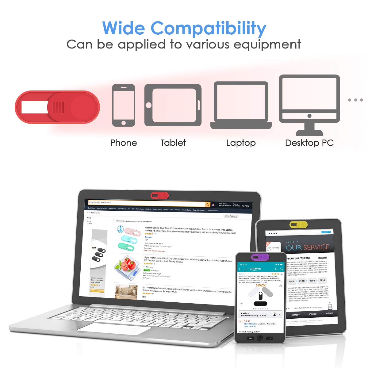 Funda para cámara de computadora portátil de 0.028 pulgadas ultrafina para MacBook, iMac, laptop, computadora de escritorio, PC, iPad, teléfono inteligente, protege tu privacidad y seguridad 3