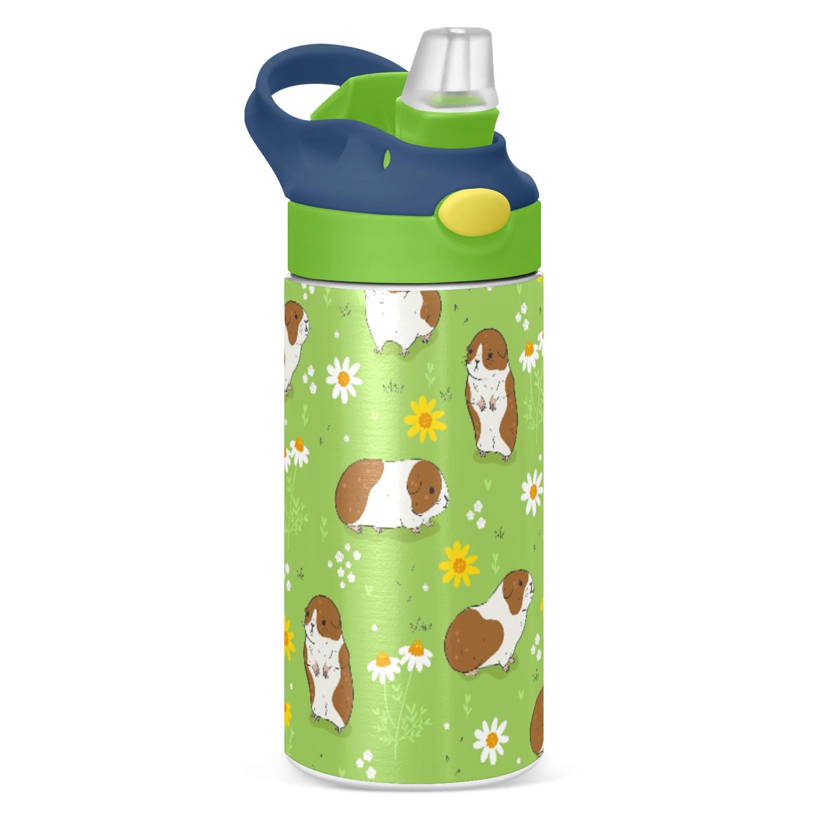 Botella de agua para niños y niñas termo de acero inoxidable a prueba de fugas con pajilla 350ml