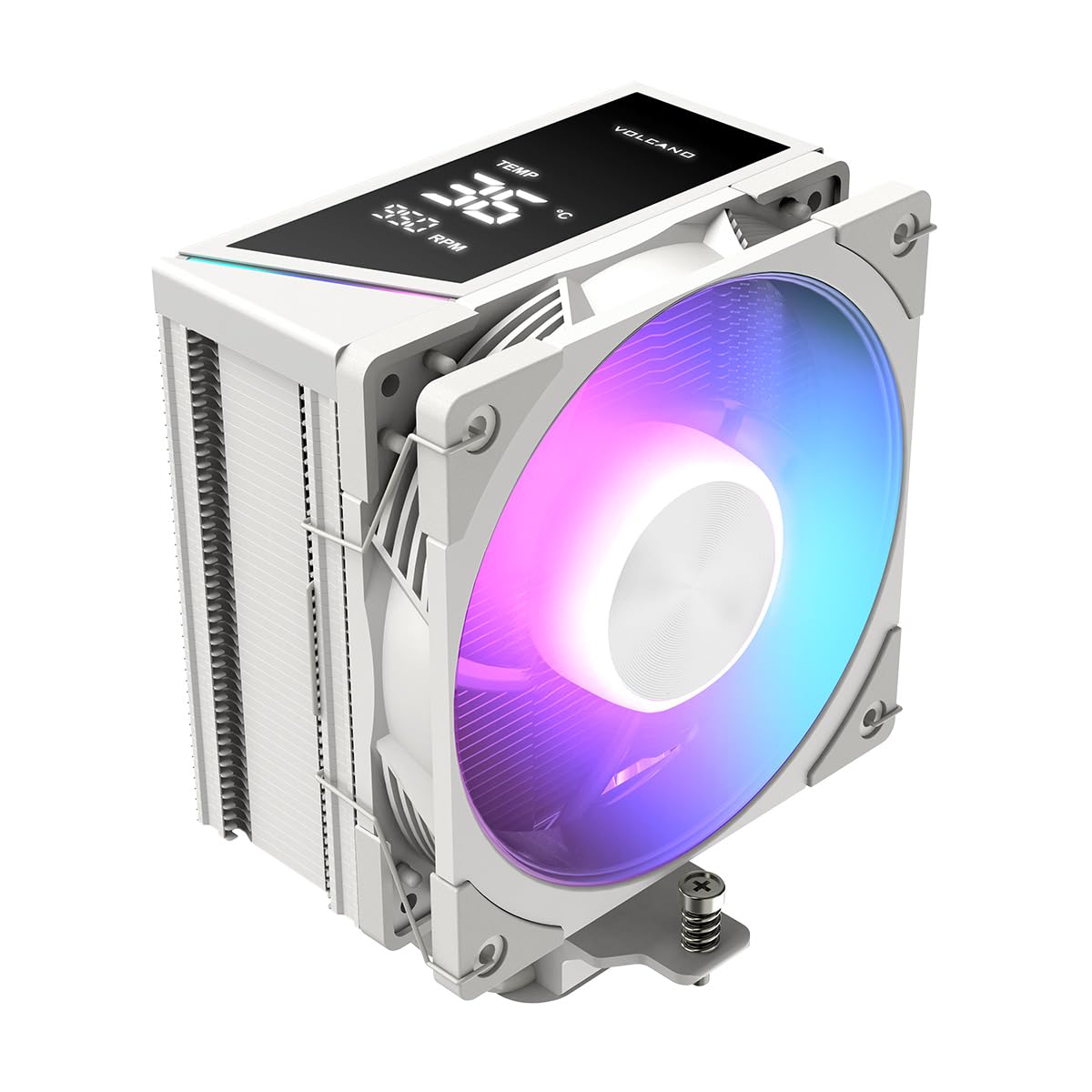 MODECOM Volcano 0C T202 LCD ARGB - Enfriador de aire para CPU con pantalla digital LCD y ventilador de 120 mm, silencioso, para carcasa de juegos, alta capacidad de refrigeración para procesadores