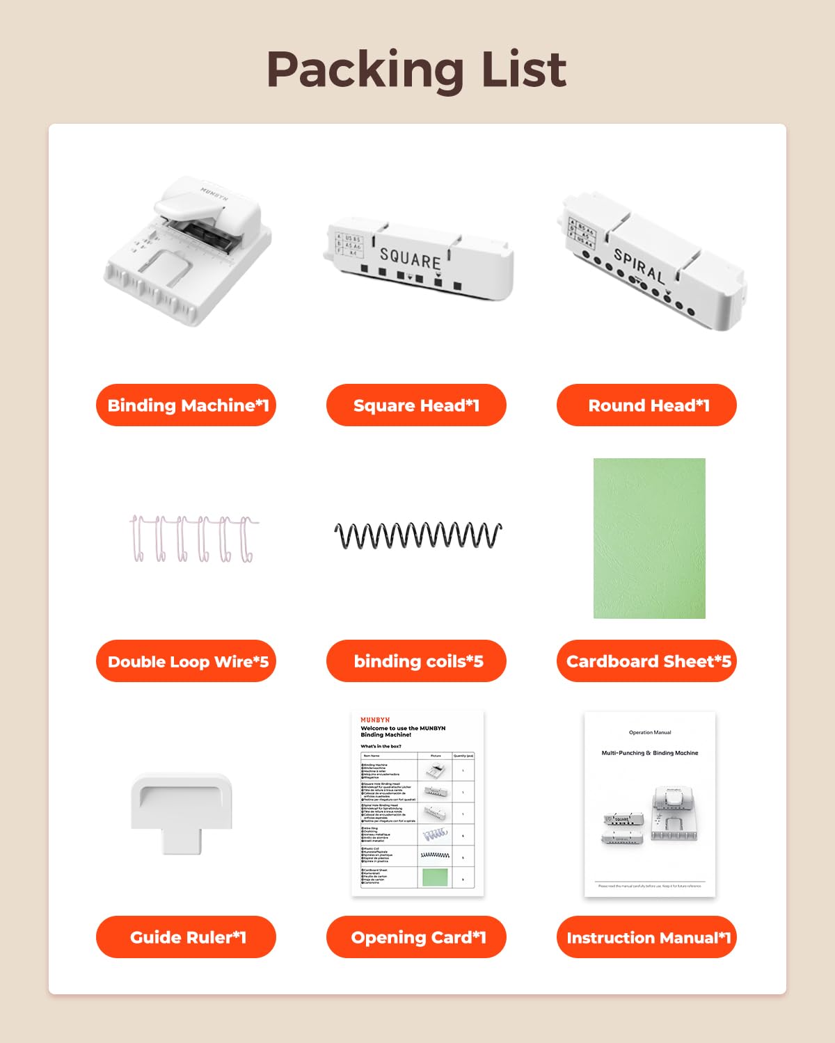 MUNBYN Relieuse Multifonction, Têtes De Perforation Interchangeables, Capacité De Perforation Papier A4 70g, Pour Carnets DIY Scrapbooks A4/A5/B5 - Blanc