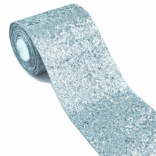 WDragon Glitter Wallpaper Border Peel and Stick Sparkle Glitter Wall Border Ceiling Decorative Border for Home Room Wall,Black Silver Gold (Silver)