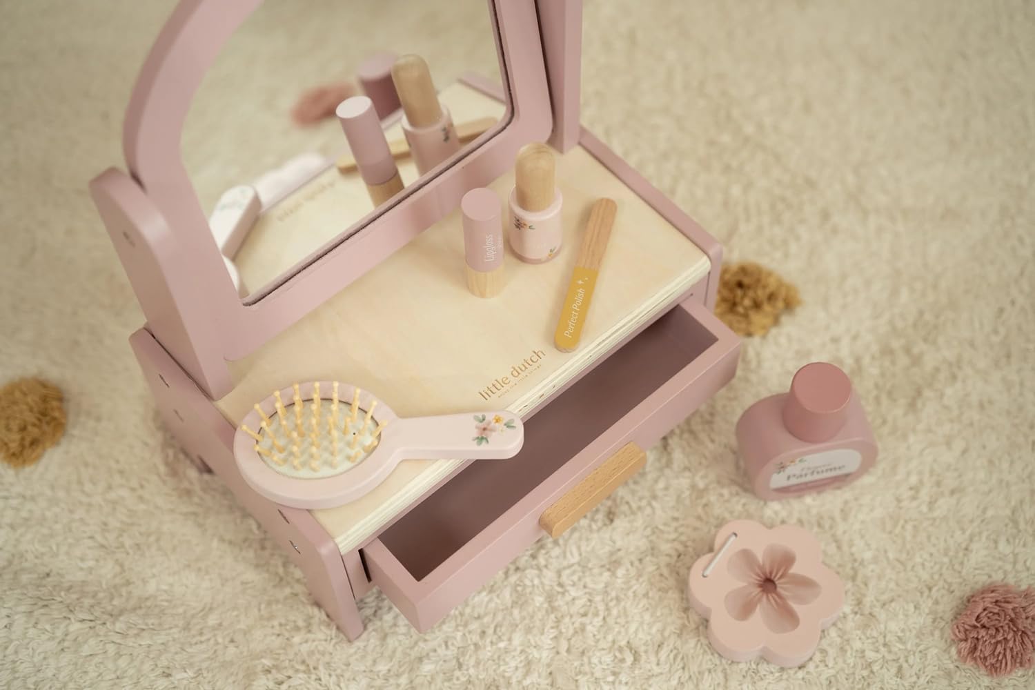 Little Dutch 2516 juego de madera tocador - rosa