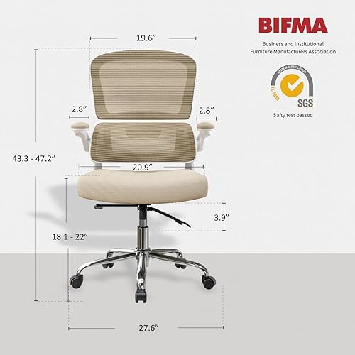 Miniatura 2 de Logicfox Office Chair, Ergonomic Desk Chair - Thick Cushion Adjustable Height Computer Chair with Lumbar Support and Flip-up Armrests, Home Office