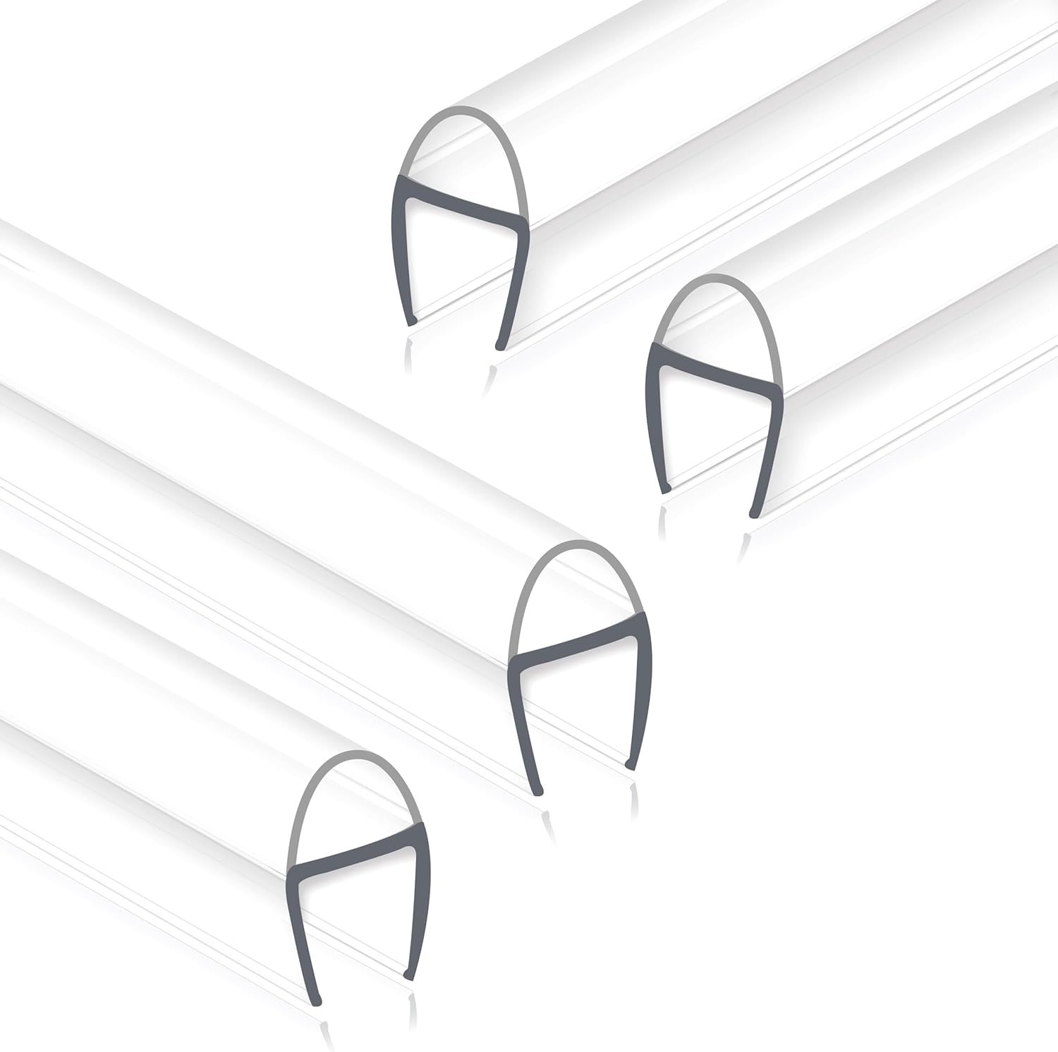 Frameless Shower Door Seal Strip 2 Pack x 78 Inch U for 1/4\" Thick Glass Shower Door Side Seal Strip Bottom Seal Door Sweep Ultra Clear Polycarbonate, Stop Showers Leak Create A Water Barrier 4PCS x 78\" for 1/4\" Glass U-Type Side