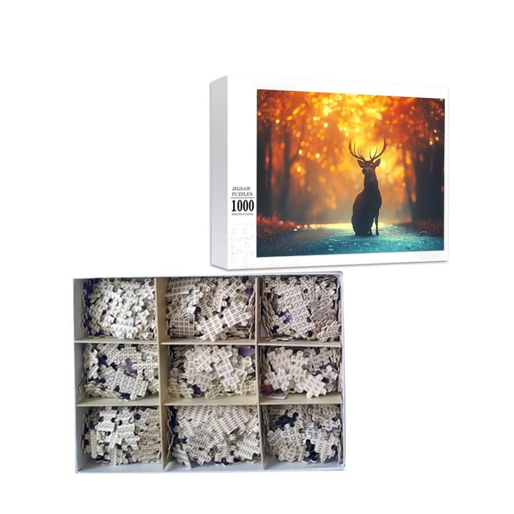 Puzzle 2000 Piezas, Puzzle Ciervo Rompecabezas Adultos Desafiantes Imposible Puzzle XXL 100 x 70 cm Grande Puzzle Bosque DIY De Madera Puzzle 3 4 5 6 7 8 años Educativos Divertido Juego Familiar L-2
