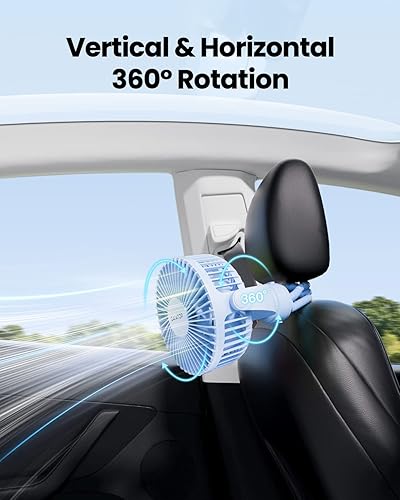 Miniatura 6 de Gaiatop Mini ventilador portátil para cochecito, funciona con pilas, pequeño clip, desmontable de 3 velocidades recargable, rotación de 360, trípode