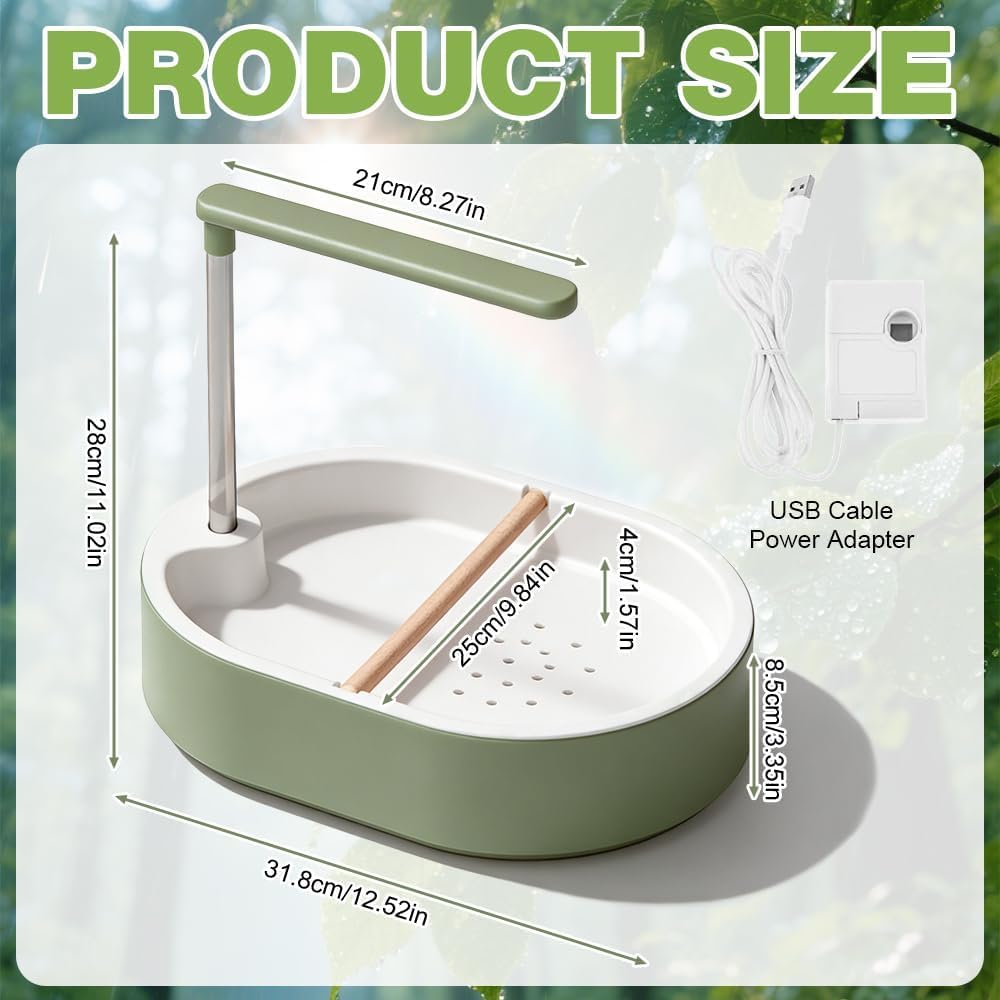 Vogeldusche Wellensittich, Wellensittich dusche, Automatische Wasserzirkulation Vogel Badewanne, Wellensittich Dusche mit Wasserfall, für Wellensittiche und kleine Vögel (Grün)