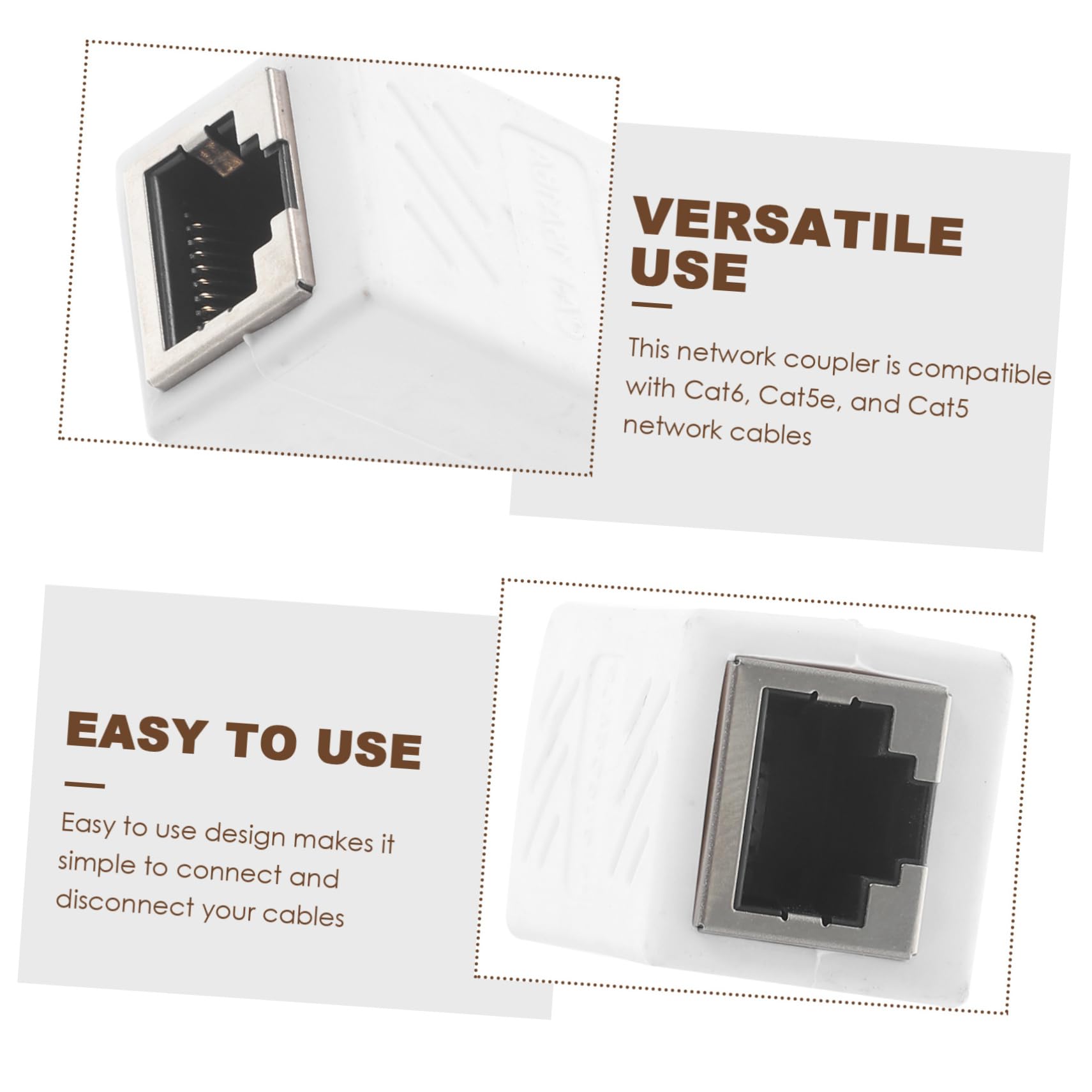 DOITOOL 5 Set Connettore Del Cavo Di Rete Rj45 Usb C Femmina A Femmina Piatto Wifi Micro Adattatore Ethernet Estensore Ethernet Connettore Cat6 Accoppiatore Gatto 5 Abs Bianca 3 Pezzi * 5