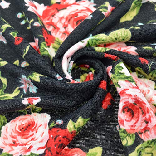 Image of DRESHOW BQUBO Newborn Receiving Blanket with Bow Hat Set Flower Print Baby Swaddle Blankets with Beanie Nursery Swaddle Wrap 3 Sets