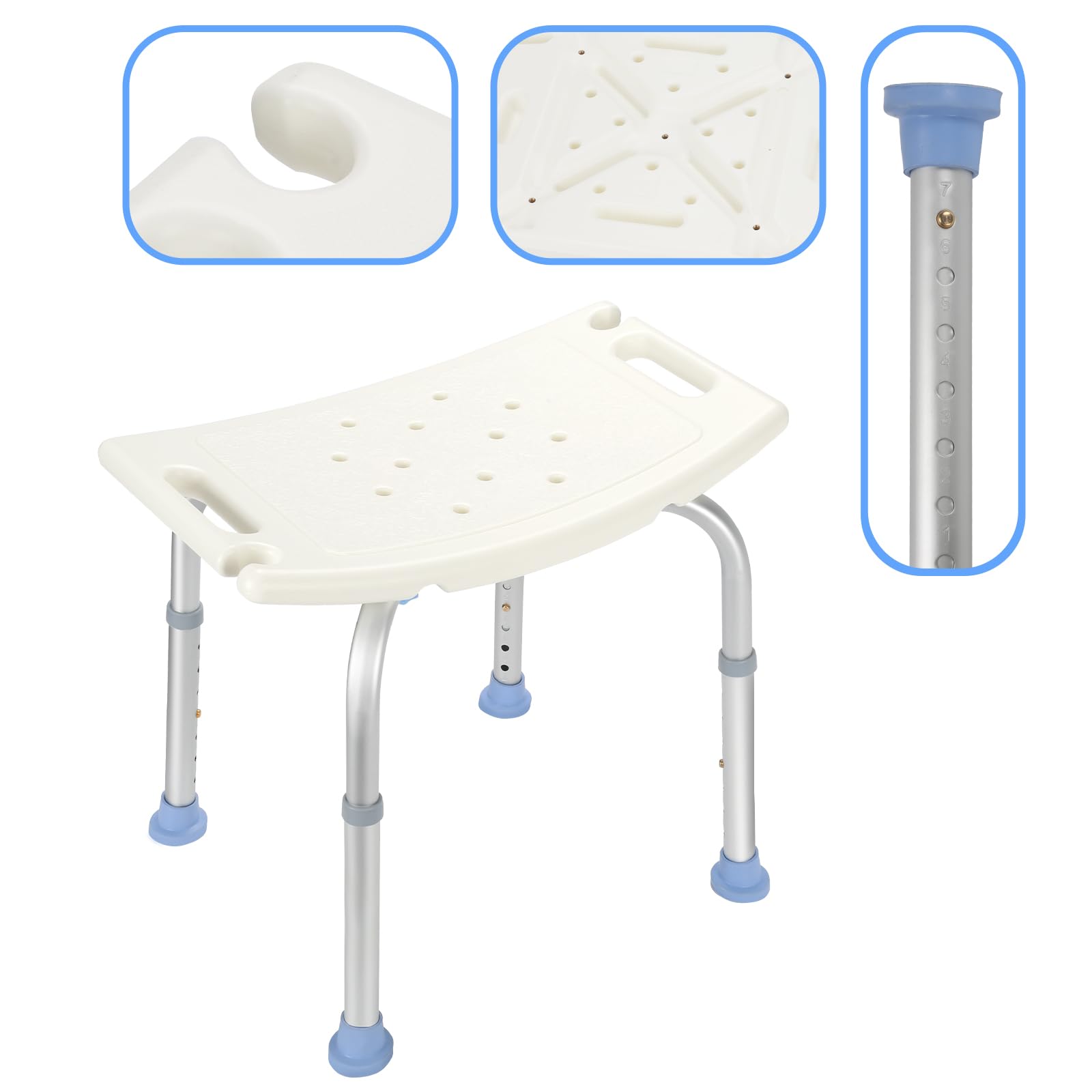 Taburete de Ducha,Antideslizante Stable Taburete de baño,Altura Ajustable Silla de Ducha Personas Mayores, para Baño para Embarazadas, Discapacitados,YUSKDSI