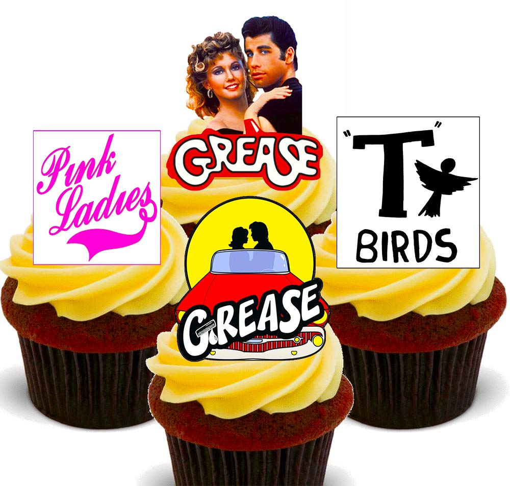 Made4you Grease Is The Word - Edible Cupcake Toppers - Stand-Up Wafer Cake Decorations (24)