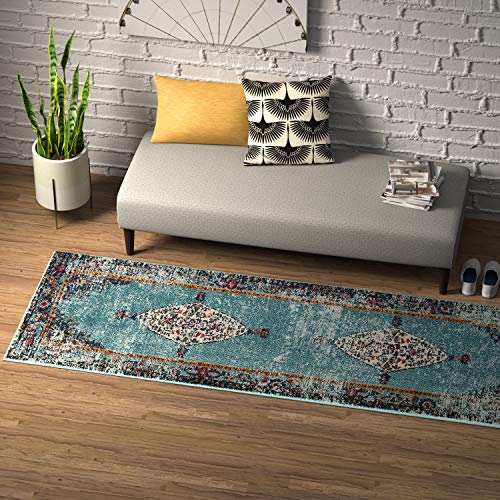 Amazon Brand – Rivet Distressed Color Medallion Rug, 2'6