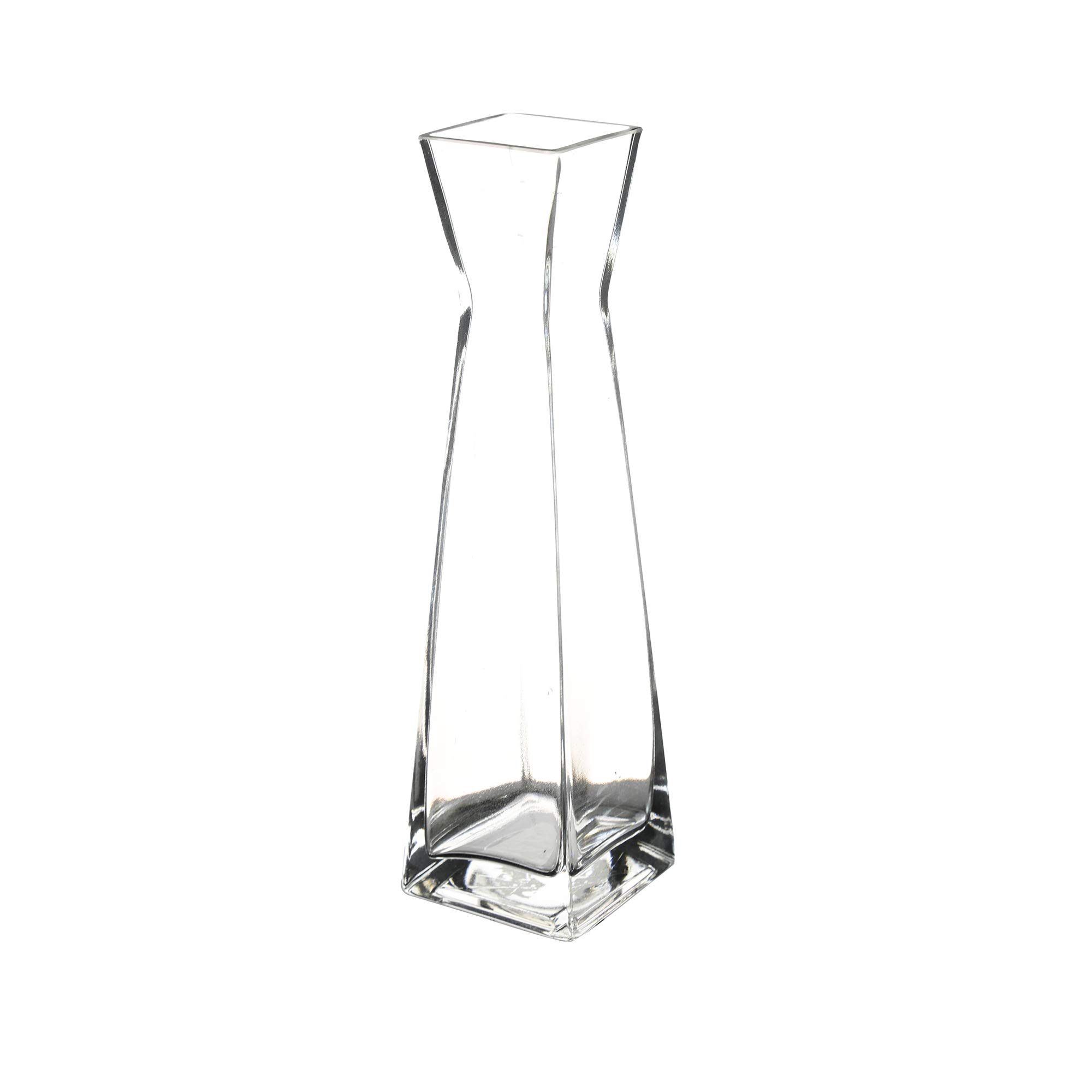 WGV Gathering Bud Vase, Width 3", Height 12", Clear Tall Square Block Concaved Glass Floral Container Centerpiece Planter for Wedding Party Event Home Office Decor, 1 Piece