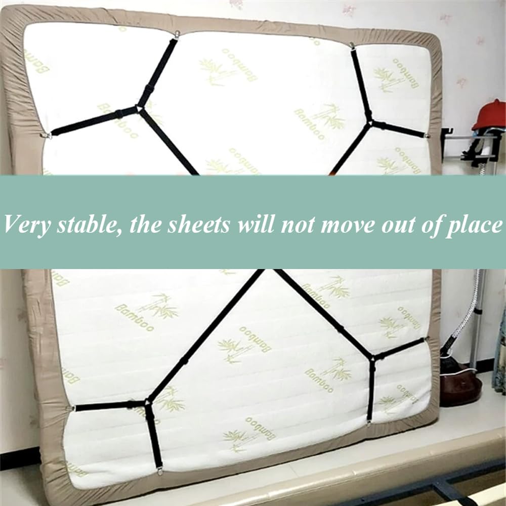 2 Pcs Heavy Duty Fitted Bed Sheet Straps,Adjustable Bed Sheet Clips for Bedding , Strong Sheet Clips for Corners Keep Sheets Firm & Tight - Image 4