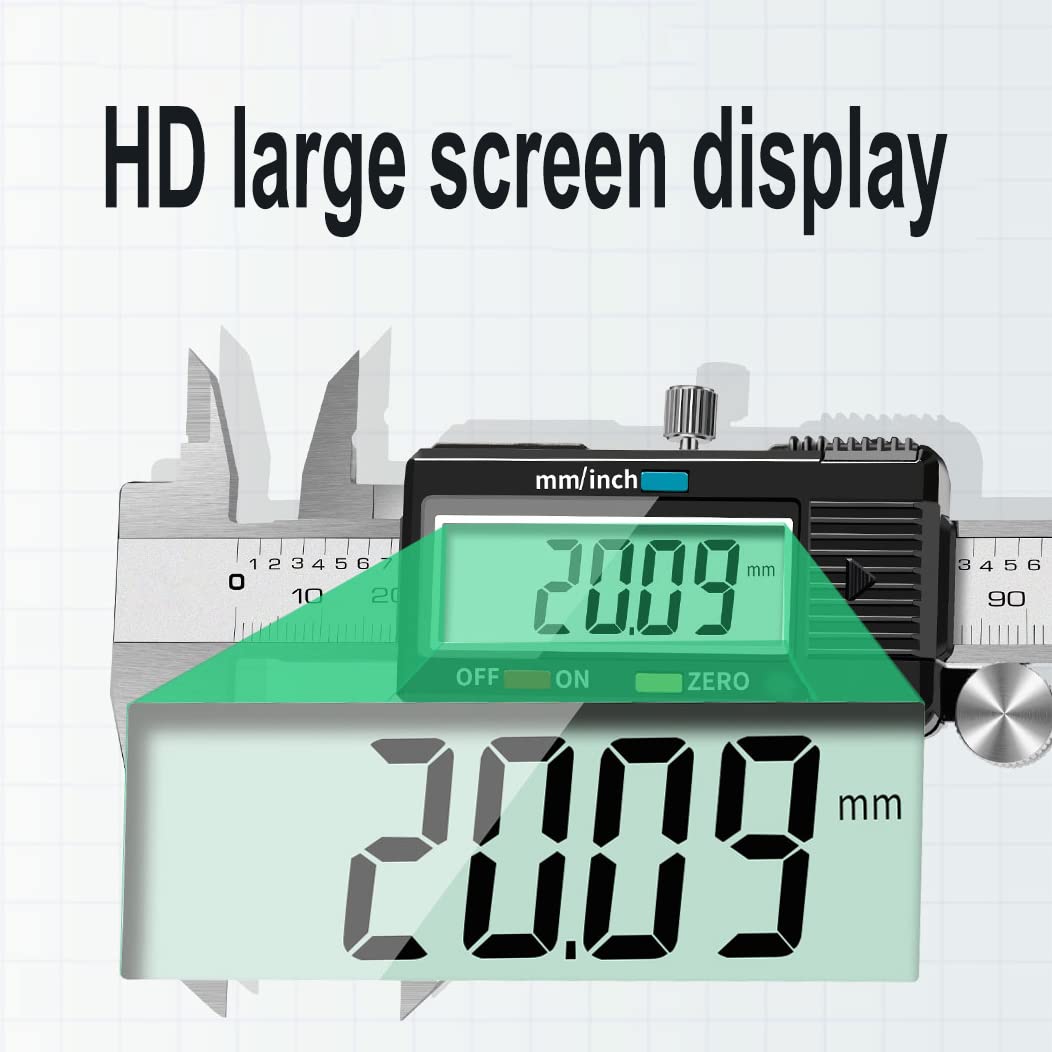 Calibrador digital de 15,2 cm de acero inoxidable para carpintería, plata pulida