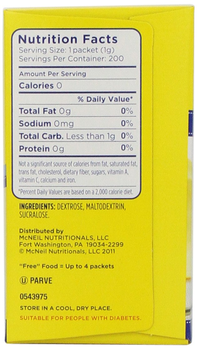 Splenda No Calorie Sweetener Granular, Individual Packets, 200 Count, 7oz Package