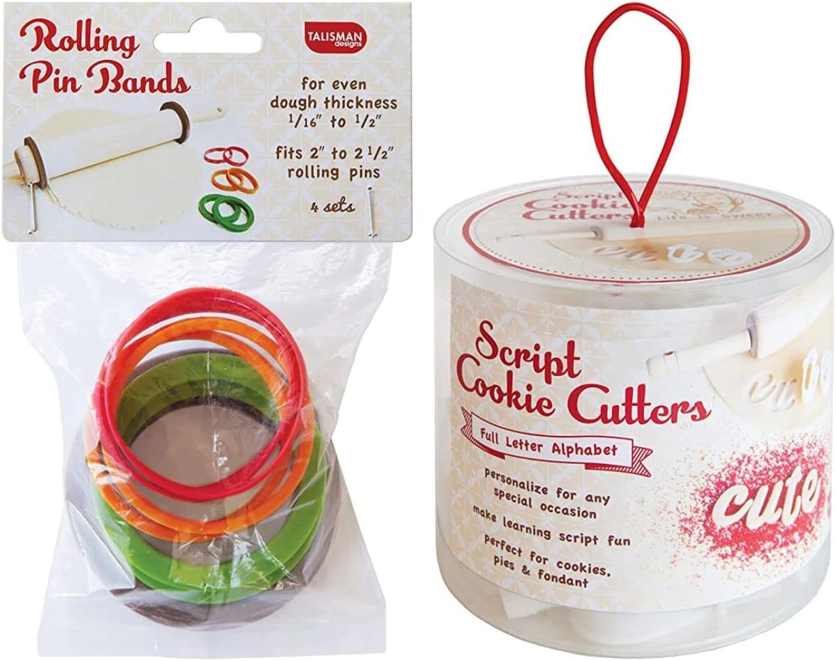 Talisman Designs Silicone Rolling Pin Bands, 8 Piece Set