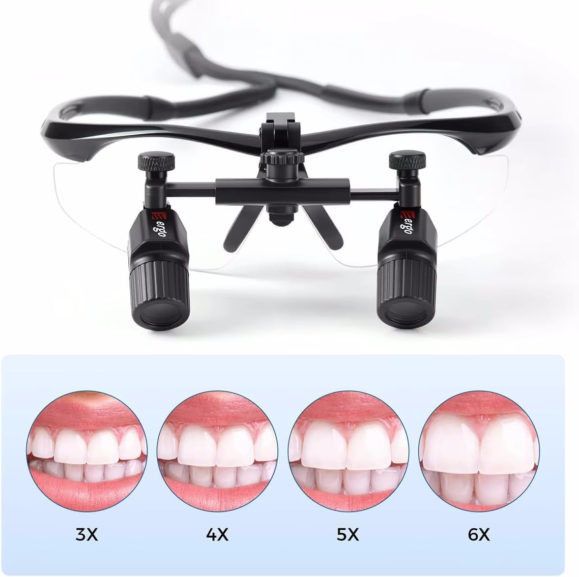 BONEW Oral 3X/4X/5X/6X, 450 mm, ultraleichte, ergonomische chirurgische Fernglaslupe, Vergrößerungsbrille, Ergo-Lupe, Pupillenabstand, verstellbar, DY-119 (3,0-fach)