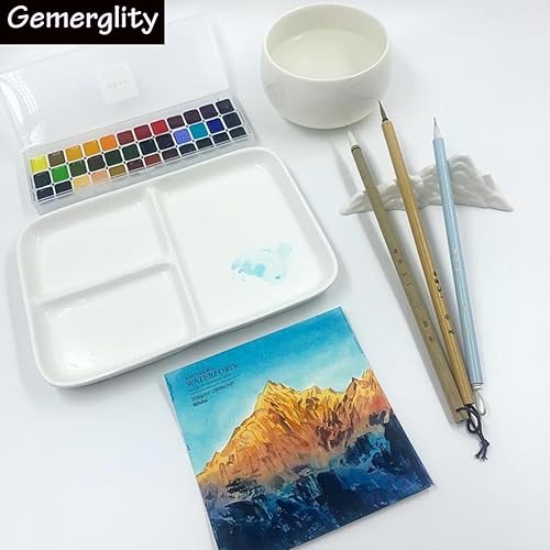 Miniatura 5 de Paleta de acuarela de porcelana de 10 x 7 pulgadas, bandeja de mezcla de cerámica, rectangular, paleta de pintura para pintores, gouache